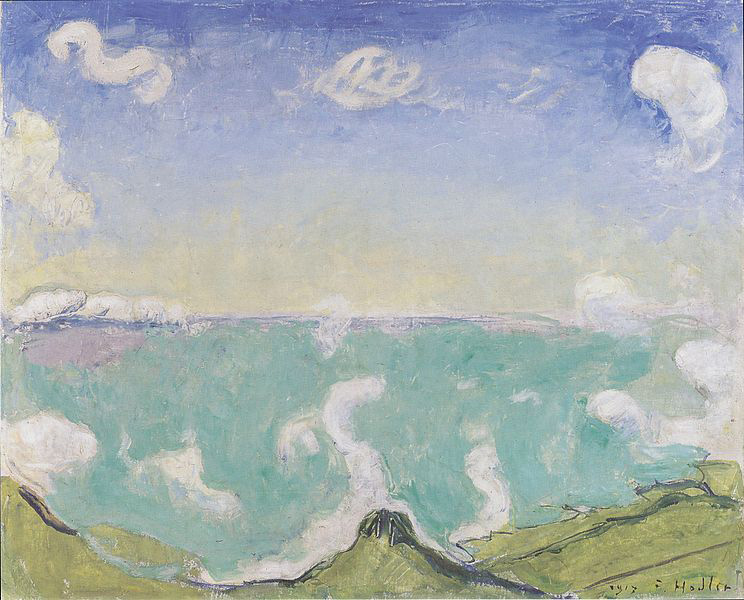 Landschaft bei Caux mit aufsteigenden Wolken